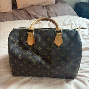 Louis Vuitton Speedy Leather Handbag, Good Condition Brown Leather